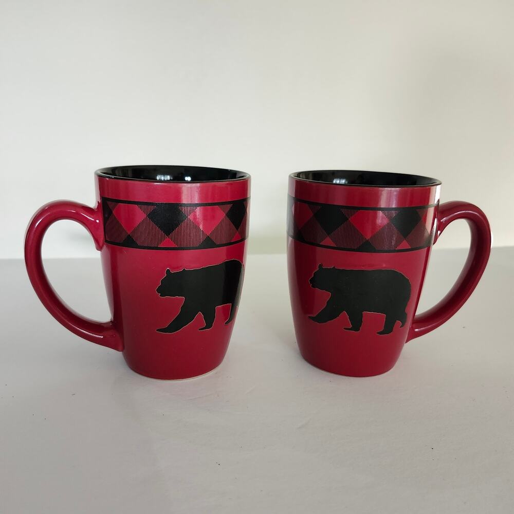 Red & Black Stoneware Mugs by White River Pro Bass Shops 16 oz Rustic Woodsy - Picture 8 of 9
